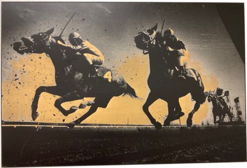 Lot # 25.9 Toronto 1982 Photographer Jeff Goode Airborne at the turn This picture won the Sovereign Award as North America’s best horse racing picture